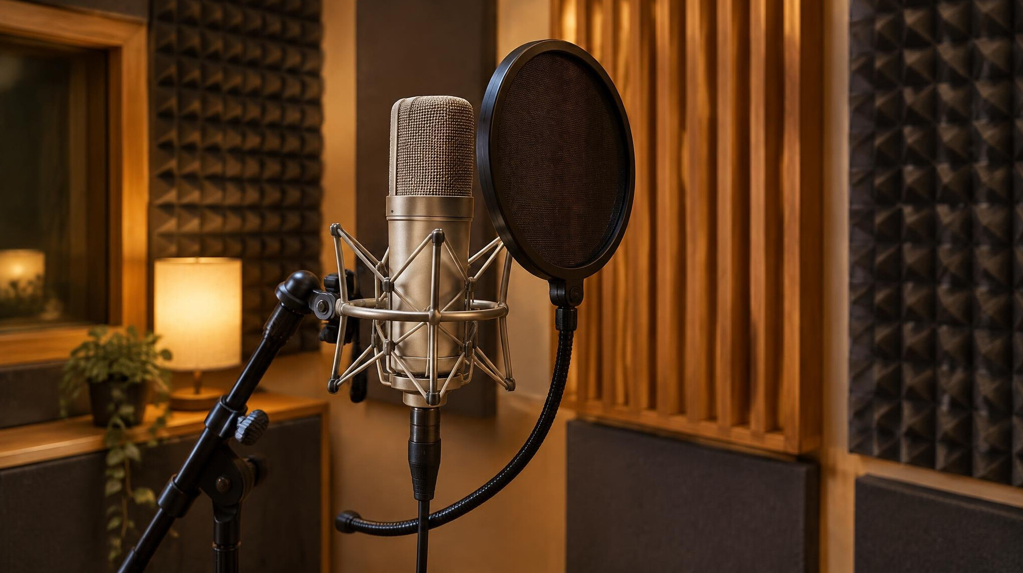 Studio microphone with pop filter